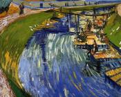 文森特 威廉 梵高 : 在运河上洗衣服的女人